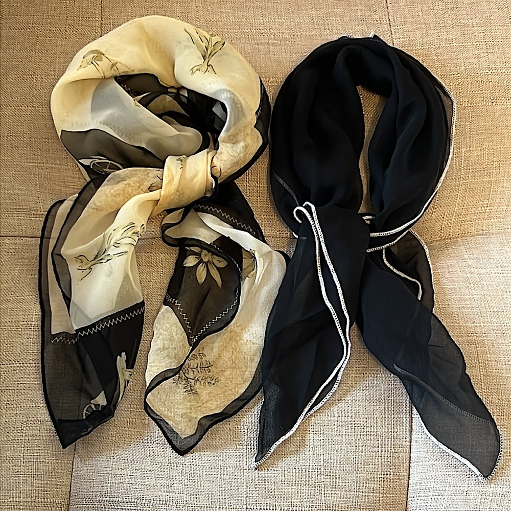 Set/2 Ladies 100% Silk Neck Scarves